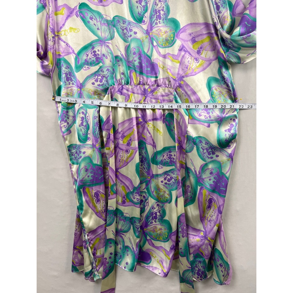 Valerie Stevens Butterfly Robe & Nightgown Set Womens XL Purple Satin Loungewear - Picture 8 of 12